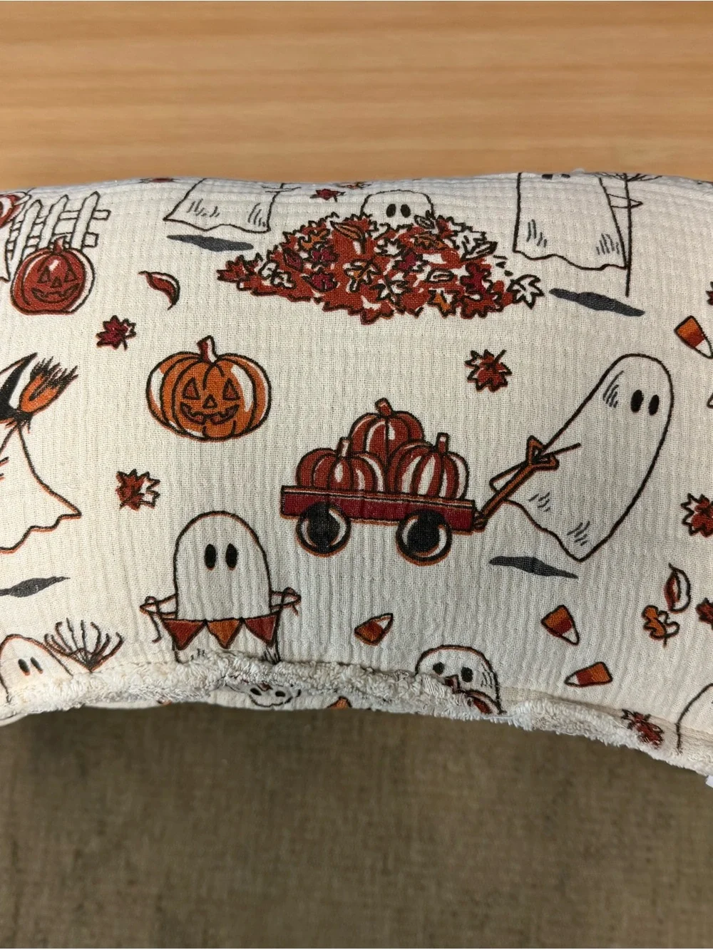 Isaac Mizrahi ghost in leaves halloween pillow